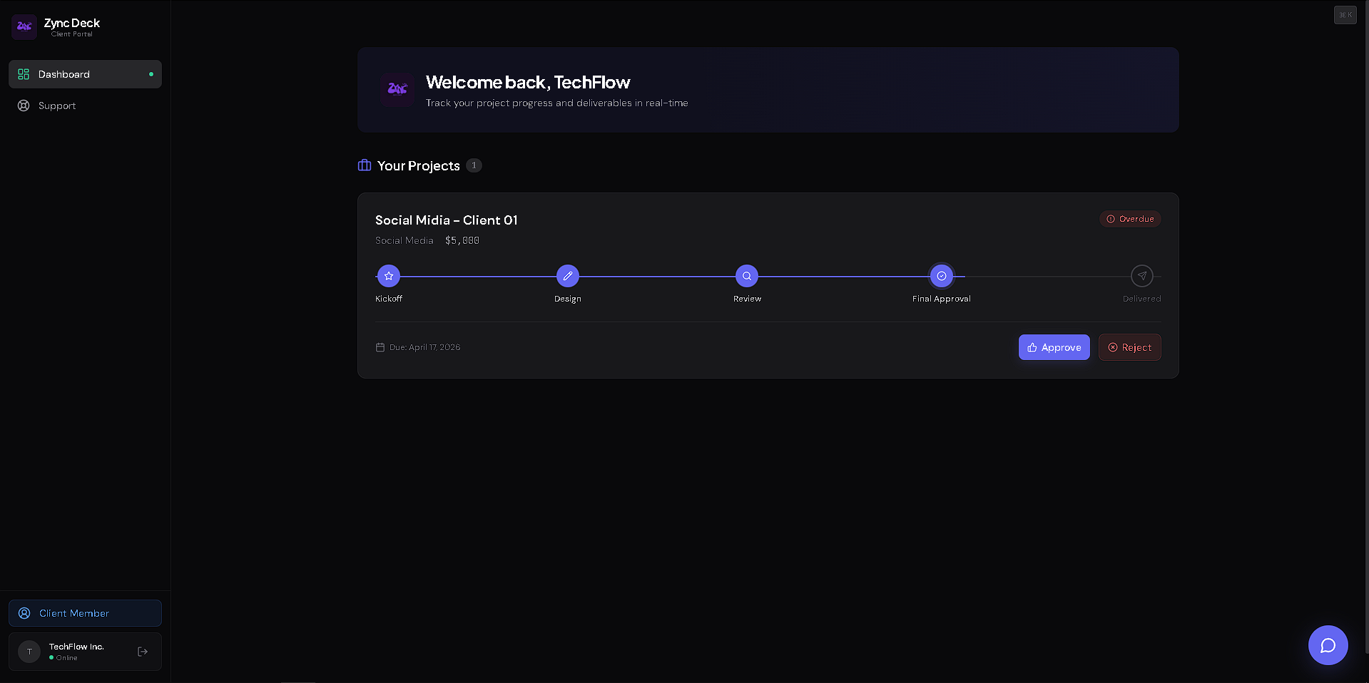 Client portal project timeline